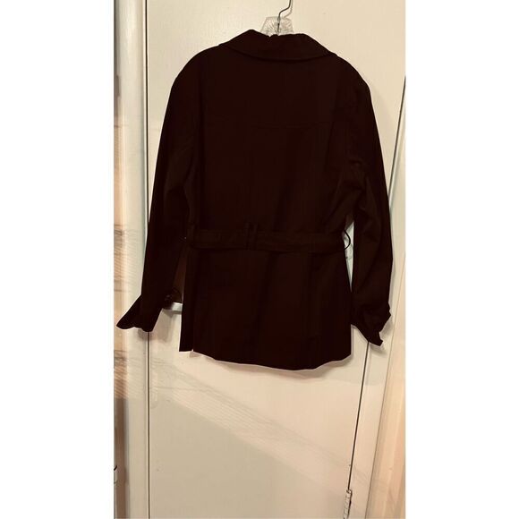 Ellen Tracy Navy Blue Belted Trench Coat Rain Coat Womens Size XL - Picture 6 of 9